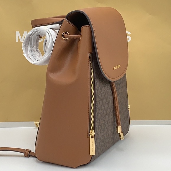 MICHAEL KORS PHOEBE MEDIUM DRAWSTRING BACKPACK BROWN SIGNATURE COLOR - Picture 15 of 16